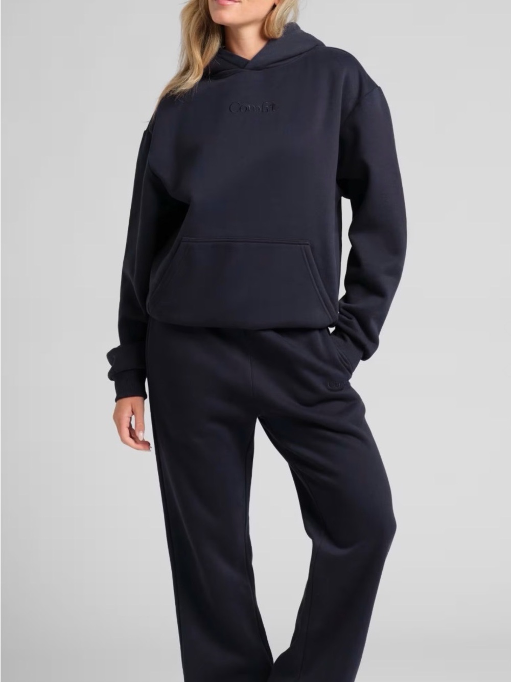 NEW Comfrt Signature Hoodie + Straight Leg Sweatpants Bundle Medium Navy Blue
